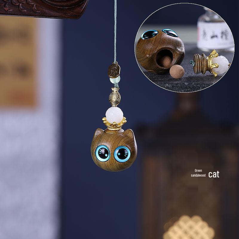 Pear Blossom Carved Gourd Pendant: Wood Ornament & Diffuser Keychain