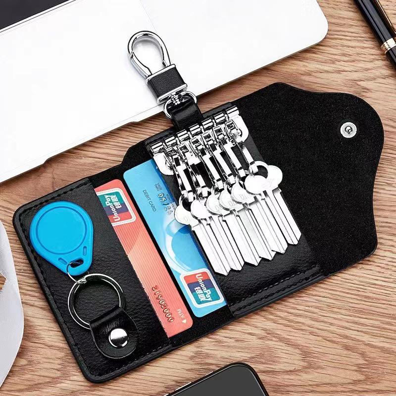 Men's Genuine Leather Large Capacity Key Holder - Multi-functional Waist Hanging Key Case for Home Use