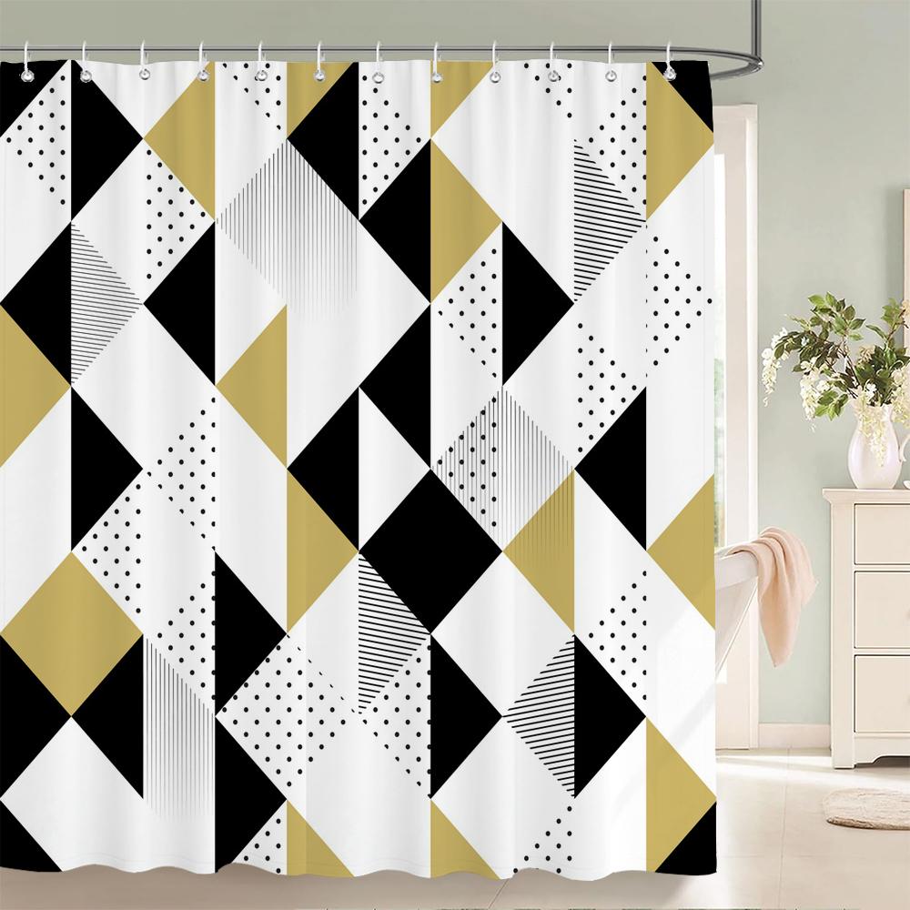 3d Bathroom Curtains Colorful Geometry Shower Curtains Waterproof Fabric With 12 Hooks Home Decor Washable Bath Screen