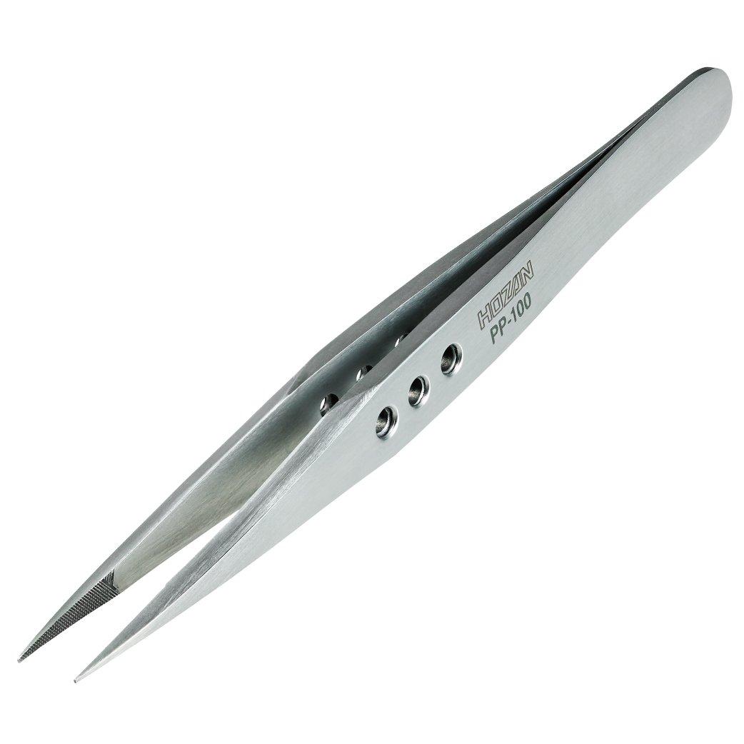 

HOZAN Tweezers (Thick Finish) 2.8mm Plate Thickness 0.6mm Tip Width PP-100