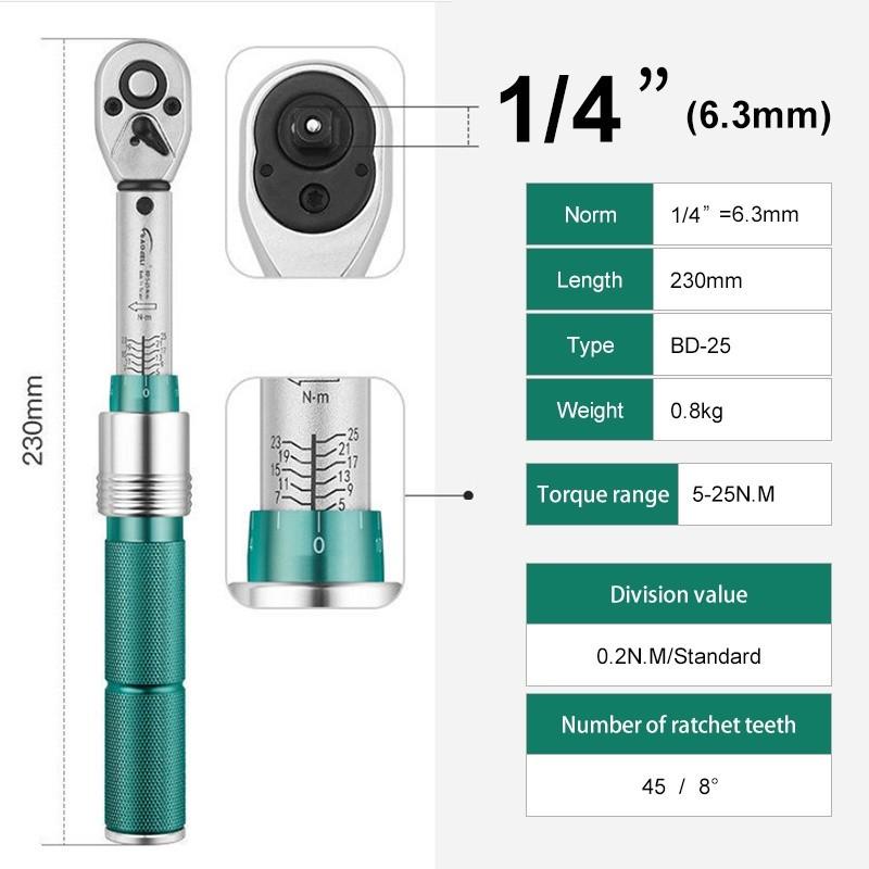 Adjustable Torque Wrench Industrial Grade Torque Wrench 0.5-220 N.M Car And Bicycle Repair Wrench