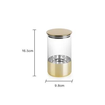 Golden Transparent Glass Bottles, Candy Jars, Household Sealed Jars with Lids, Kitchen Food Storage Jars, Coffee Beans, Tea Jars