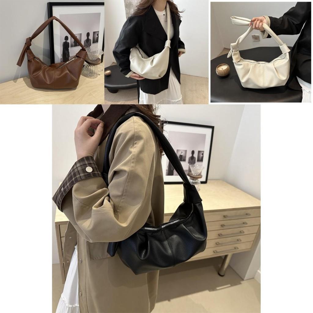 Fashionable Large Pu Dumpling Shoulder Bag With Pleated Design And Soft Texture