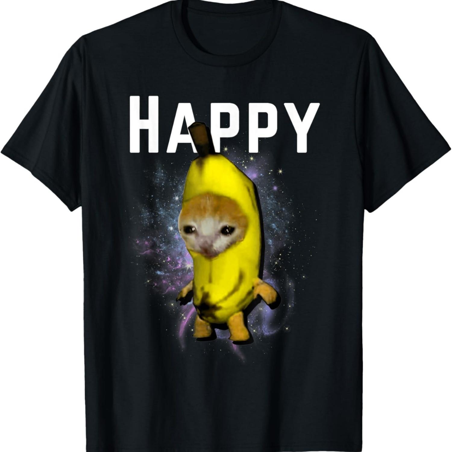 Banana Cat Happy Bananacat Meme Kitty Lovers Meme T-Shirt S