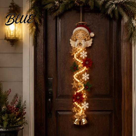 Unique Housewarming Gift Ornament with Door Hanger Glowing Christmas for Her Crochet Spiral LED Lights