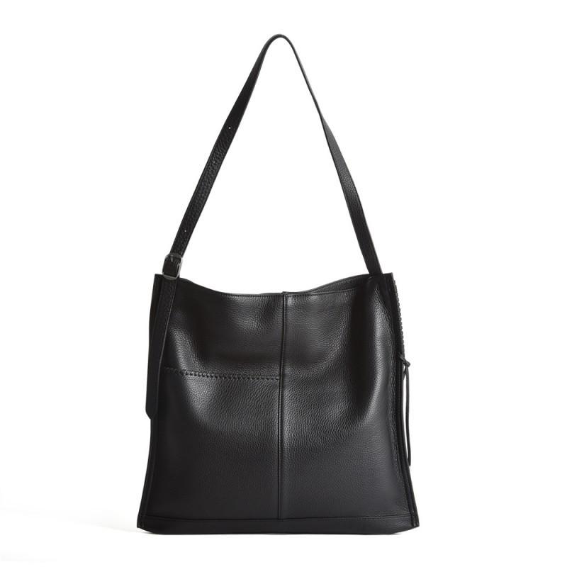 

Retro Artistic Style Women s Bag Top Layer Cowhide Texture Light Luxury Shoulder Large Capacity Commuting Versatile Tote 39x1x35.5cm чёрный
