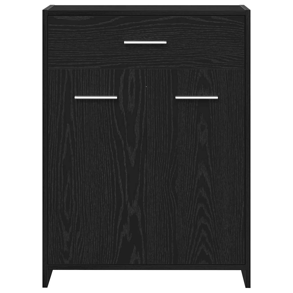 Bathroom Cabinet with Door Black Oak Effect 60 x 33 x 80 cm