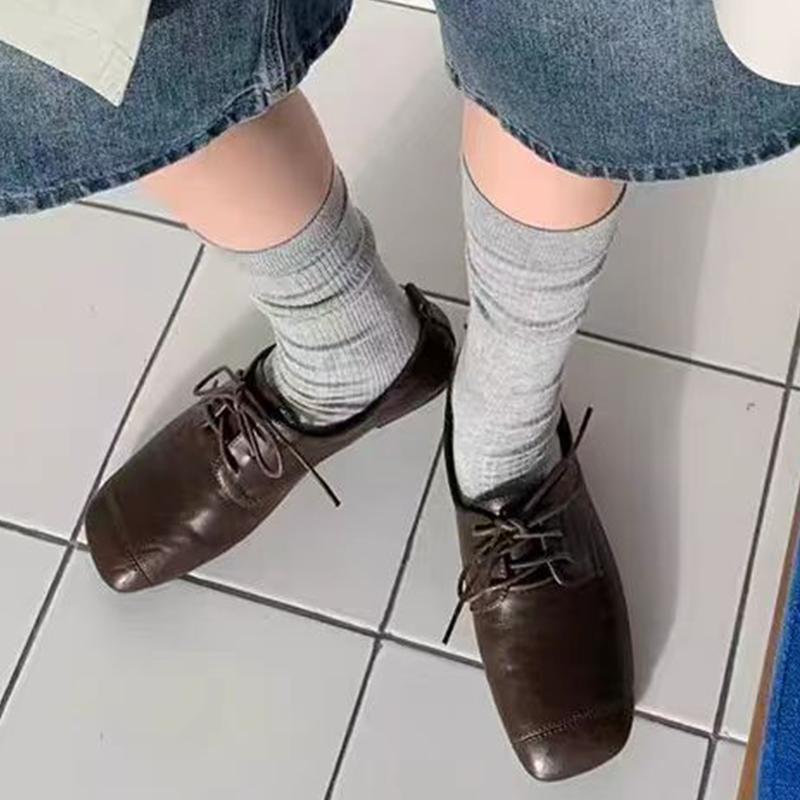 Square Toe Women's Sport Shoes Flats Casual Woman Sneakers Autumn Fashion Lace Up Brand Shoes New Comfort Soft Ladies Shoes