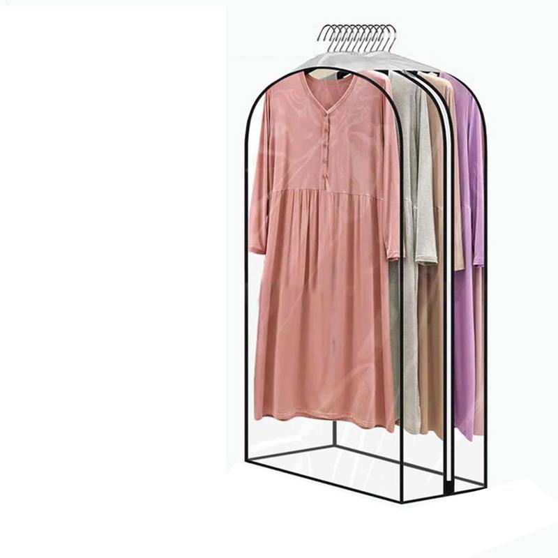 3pcs Clear Garment Covers with Zipper Waterproof Long Coat Protector Dust-proof Clothing Storage Bag for Gowns