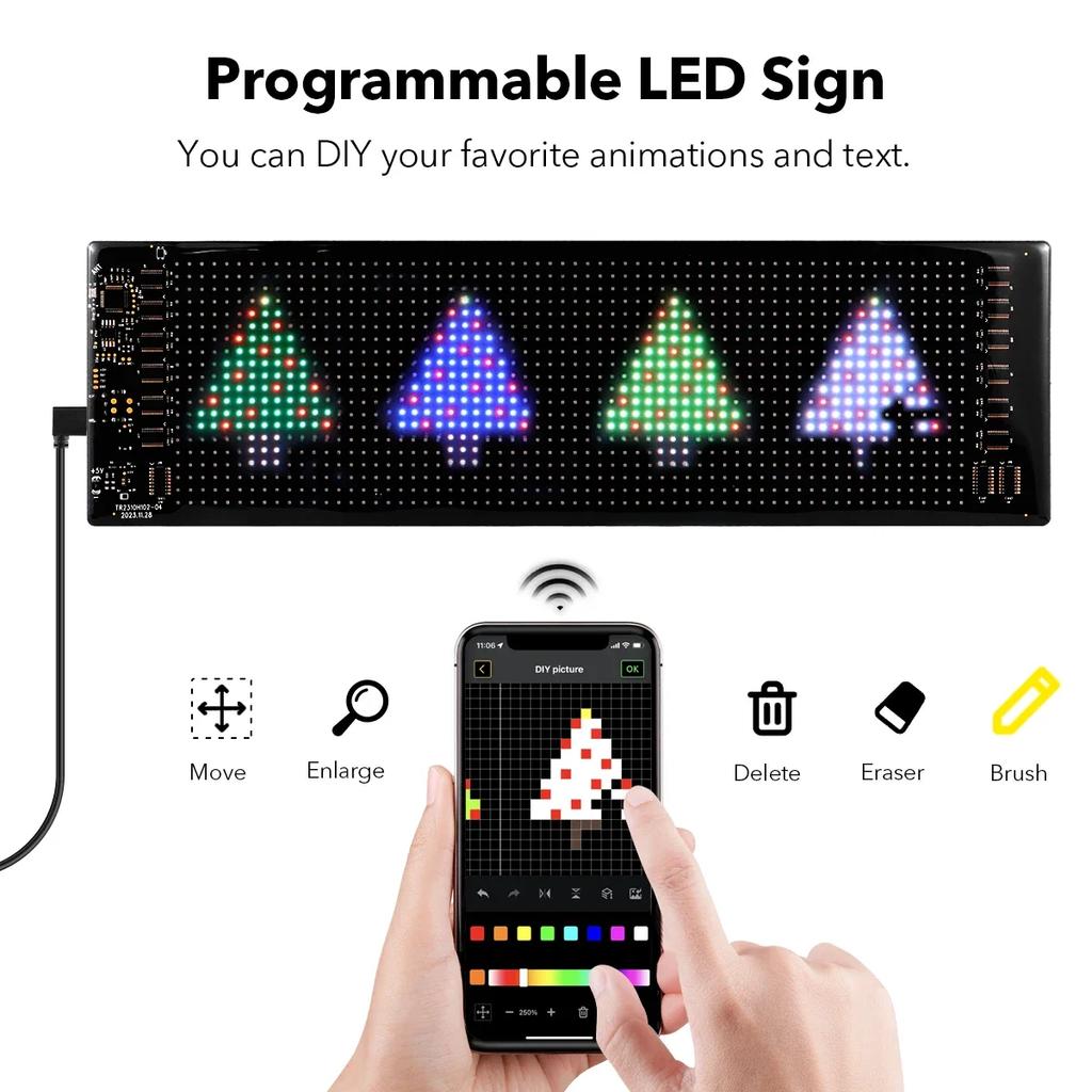 Dekorace auta nákladního vozu Ďábelské oči LED Pixel Digitální Měkký Panel Reklamní Znamení Rolovací Displej USB 5V Ovládání Aplikací DIY Vzor Obrázku
