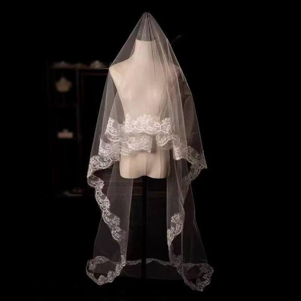 Soft Tulle Wedding Veils Lace Flower Bride Head Gauze Elegant Bridal Veil  Wedding Accessories