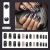 24 Stück Mittlere Quadratische Press-On Nägel Winter Blau Gradient Sternenlicht Vollabdeckung Falsche Nägel Set Nageldekorationen für Damen Mädchen