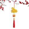 Golden Horse Blessing Ornament 3D Good Luck Golden Horse Pendant Wealth Spring Festival Decorations With Tassel For Wall Window