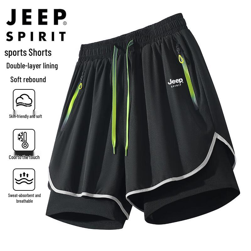 

JEEP SPIRIT Men s Quick-Dry Faux Two-Piece Shorts 2XS