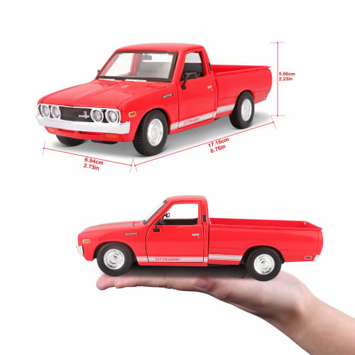 Maisto 1/24 Scale Diecast Model Car of the 1973 Datsun 620 Pickup, Red, Finished Model, 31522