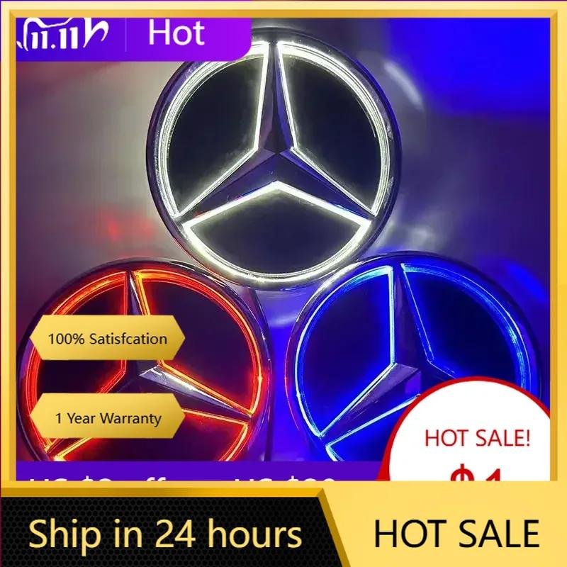 For Mercedes Benz Car Front Grill Logo Light LED Badge Sticker Luminous Decorative Light For Mercedes Benz A B C GLK GLE W205 W2