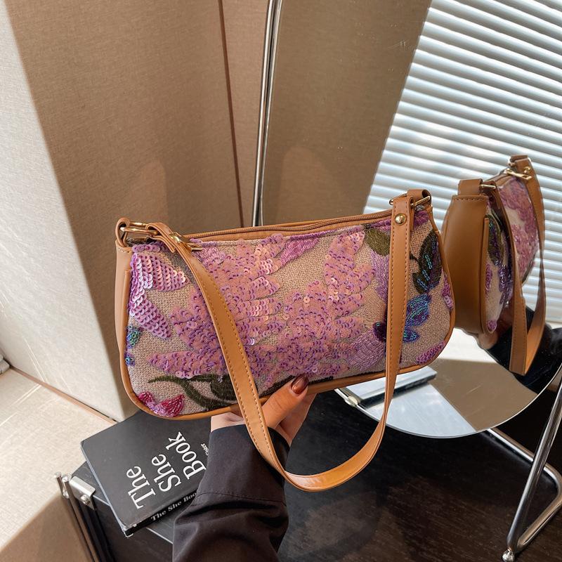 Sequin Embroidered Bag Women's New Versatile Shoulder Underarm Bag Commuter Small Bag