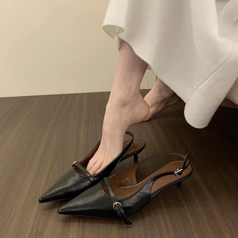 

Fashion New Style Fashion Women s Sexy High Heels Women Sandals Summer Pointed Toe Low-heel Pumps Slingbacks Elegant Female Heeled Shoes 39