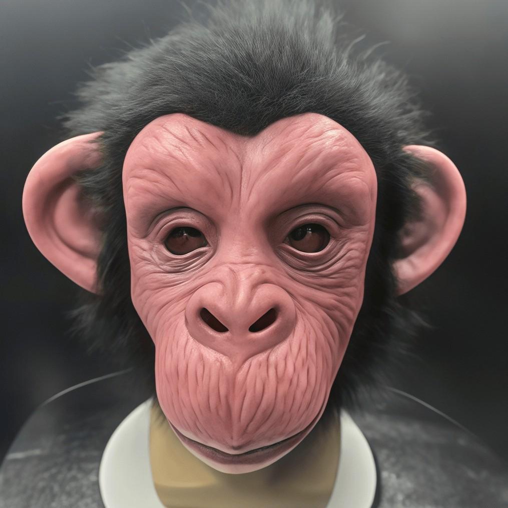 Masque de Singe à Grandes Oreilles Tendance pour Séances Photo d'Halloween, Coiffe Animale Singe Drôle, Peut Être Étiqueté, Passé l'Inspection Qualité