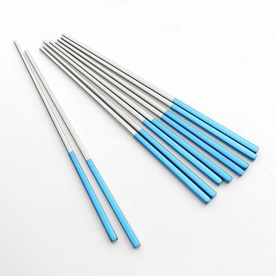 Color Table Chopsticks 5-Piece Set Stainless Steel Housewarming Gift Sky