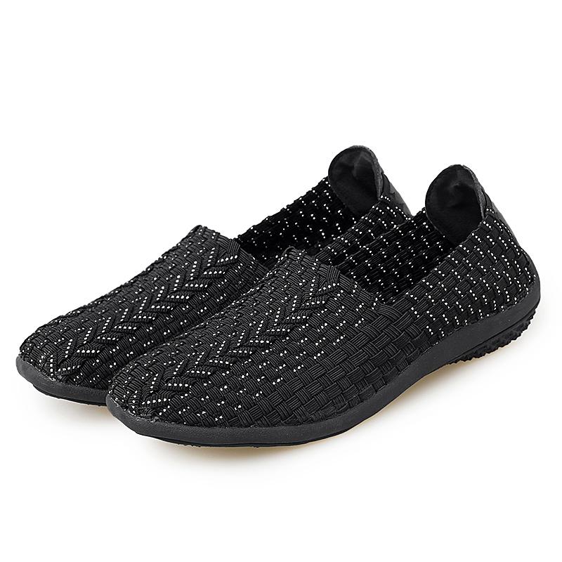 Summer Moccasin Beach Shoes Women Black Casual Weave Slip on Braided Blue Flats Sneakers Plus Size