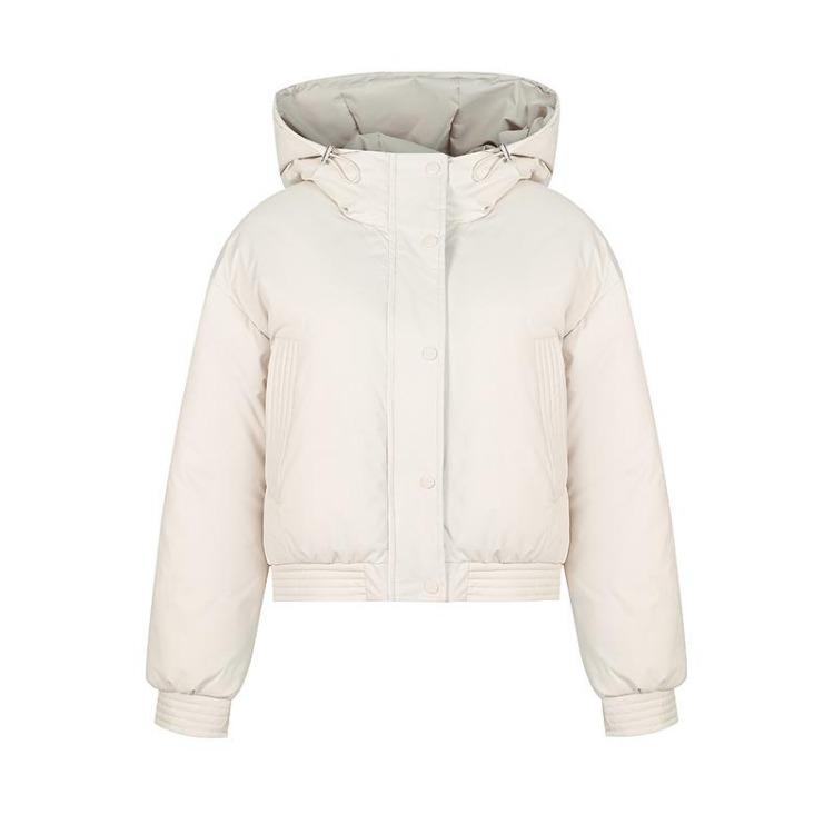 Women Autumn Winter Warm Thickened Cotton Padded Hooded Coat Solid Color Outwear Jacket