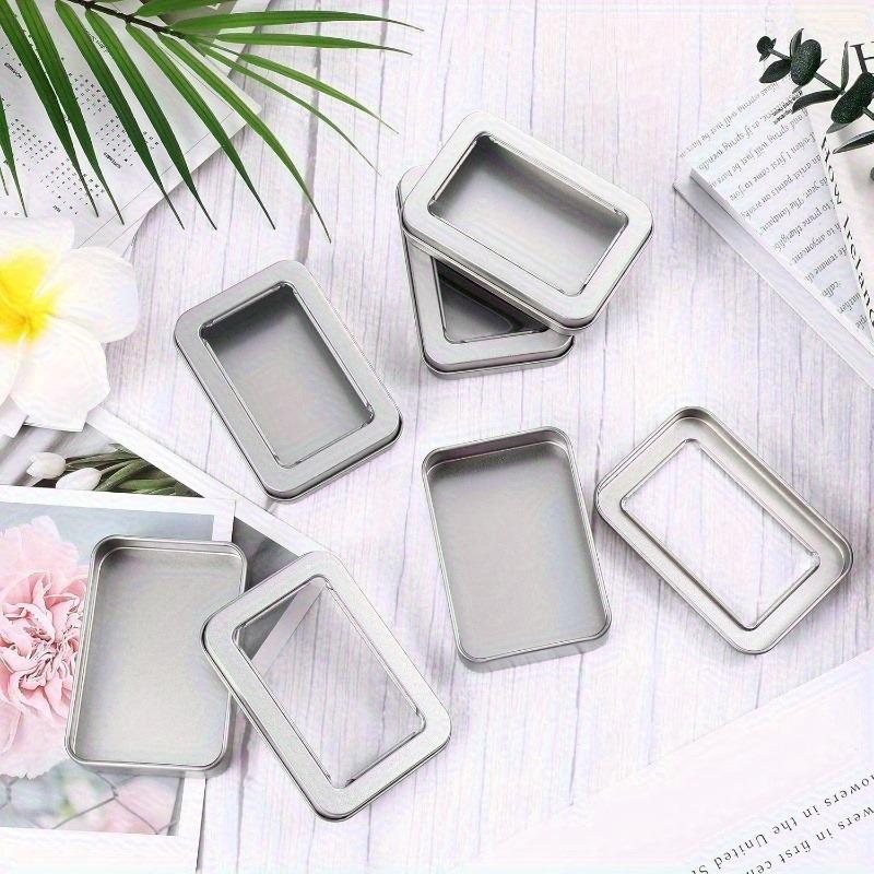8/13/22pcs Metal Tin Boxes with Lids Transparent Top Rectangular Storage Containers for Candles Candy Gifts Ointments Treasures