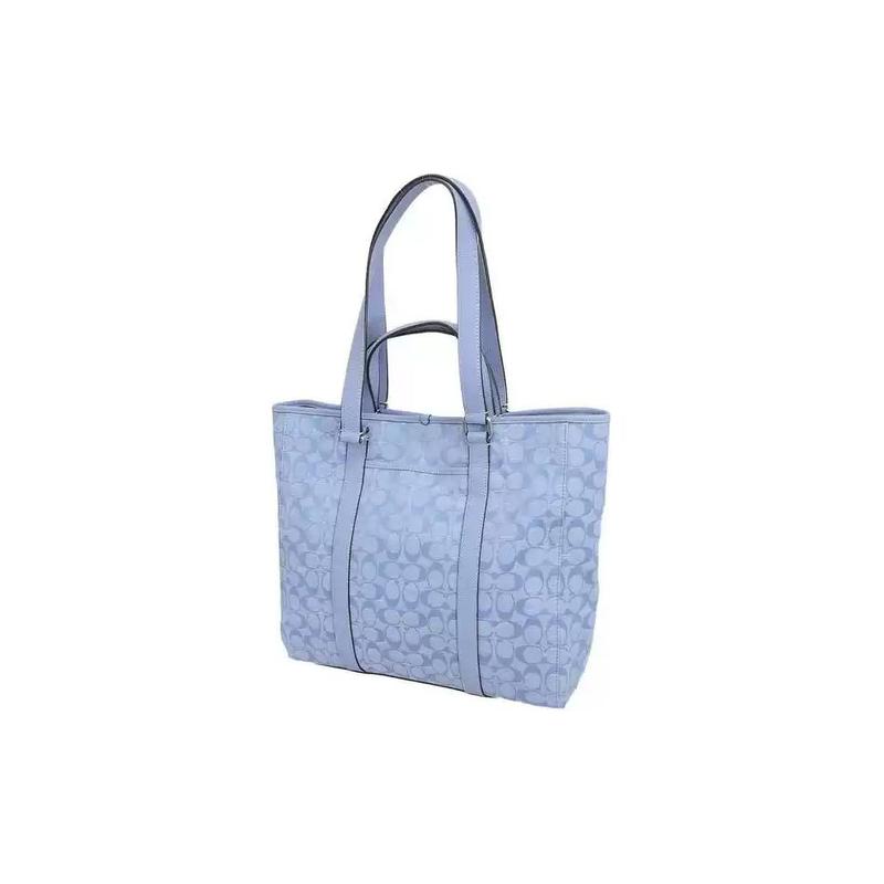 COACH handbag 35 Classic old flower all over printed plain denim and leather Tote bag Tote bag shopping bag shoulder large size same style for men