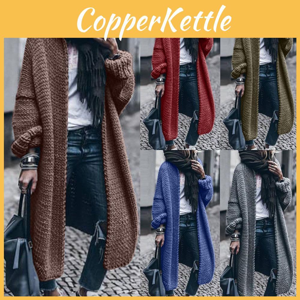 Stylish Women Plain Loose Sweater Cardigan Featuring Soft Chunky Knitted Fabric