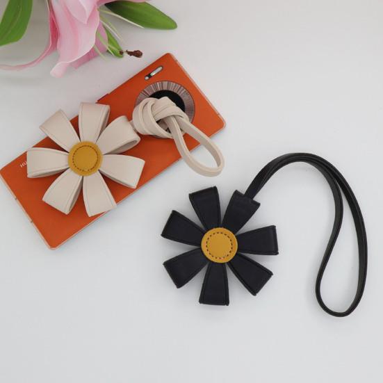 Flower Pendant Multi-Petal Design Faux Leather Bag Charm with Adjustable Strap Handbag