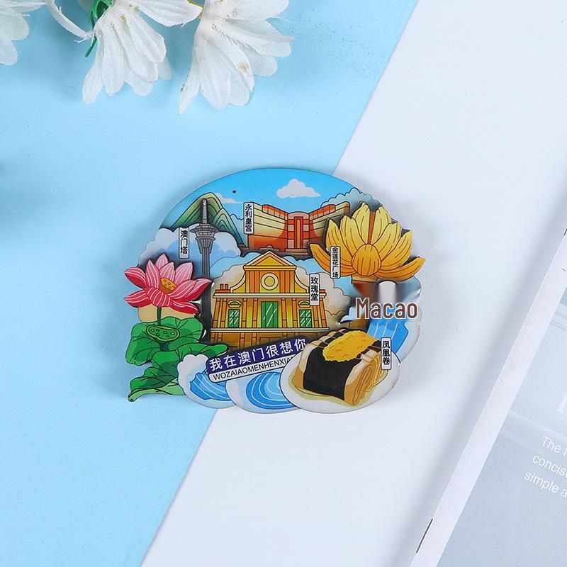 National City Scenic Cartoon Holz-Epoxid-Kühlschrankmagnet