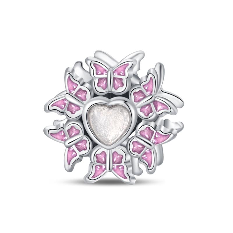 Spring 925 Silver Flowers Shining Tulip Butterfly Gem Charms Beads Fit 3mm 925 Exquisite Bracelets Fine DIY Warm Jewelry Gift