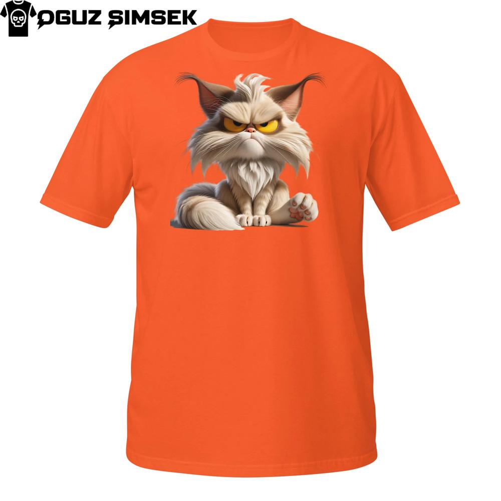 

Wild Angry Cat T-Shirt – Fluffy Cartoon Beast with Feral Attitude and Style M