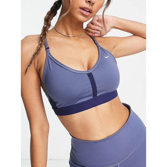 

Бюстгальтер с v-образным вырезом Nike Training Indy dri fit диффузного синего цвета