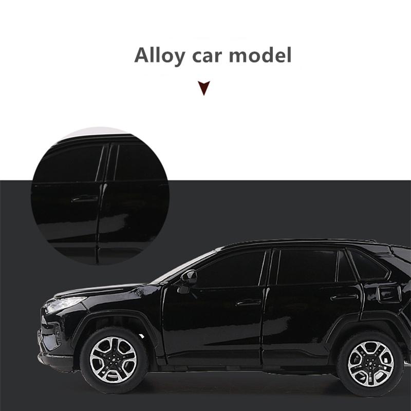 1/32 Toyota RAV4 SUV Alloy Car Model Diecast Metal Toy Vehicles Car Model High Simulation Sound and Light Collection Childrens Toy Gift