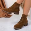 Plus size women's boots 2025 new vintage booties women's thick heel round toe Martin boots side zipper British style women's shoes