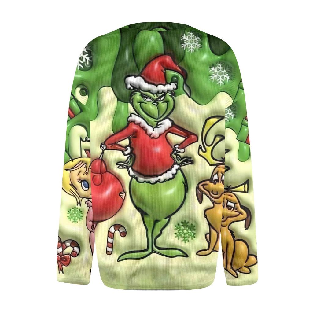 Women's Fashion Casual Knit Sweater Button-Up Christmas Print Cardigan Jacket