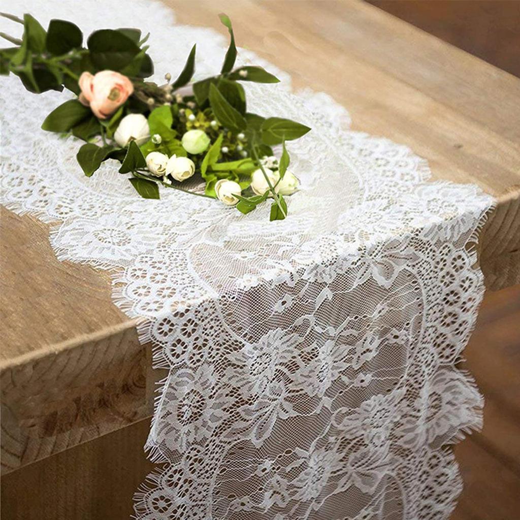 White Lace Table Runner Vintage Rustic Table Runner for Wedding Bridal Shower Baby Shower Party Decorations