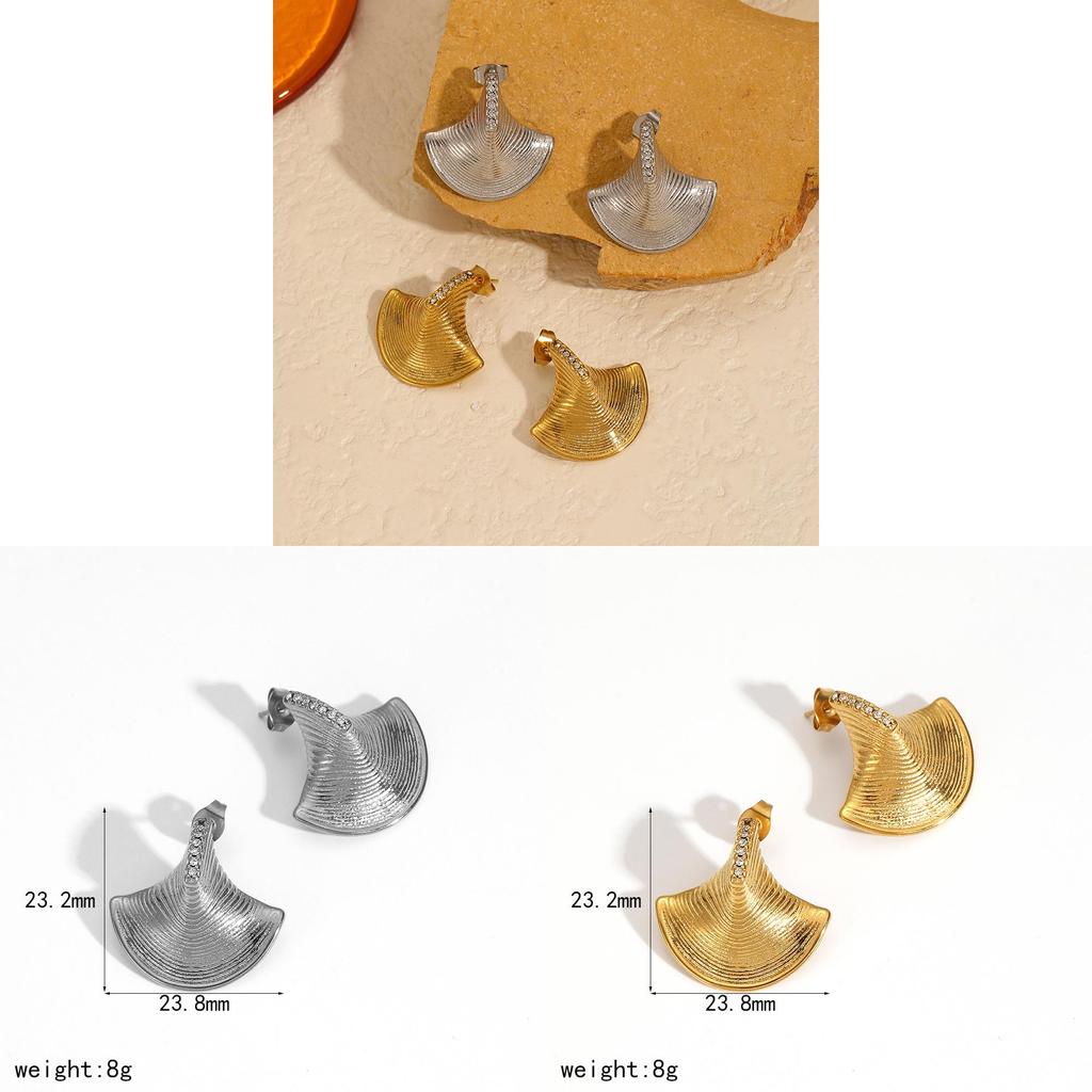 Brincos de Pino Geométricos de Aço Inoxidável com Detalhes de Diamante para Mulheres