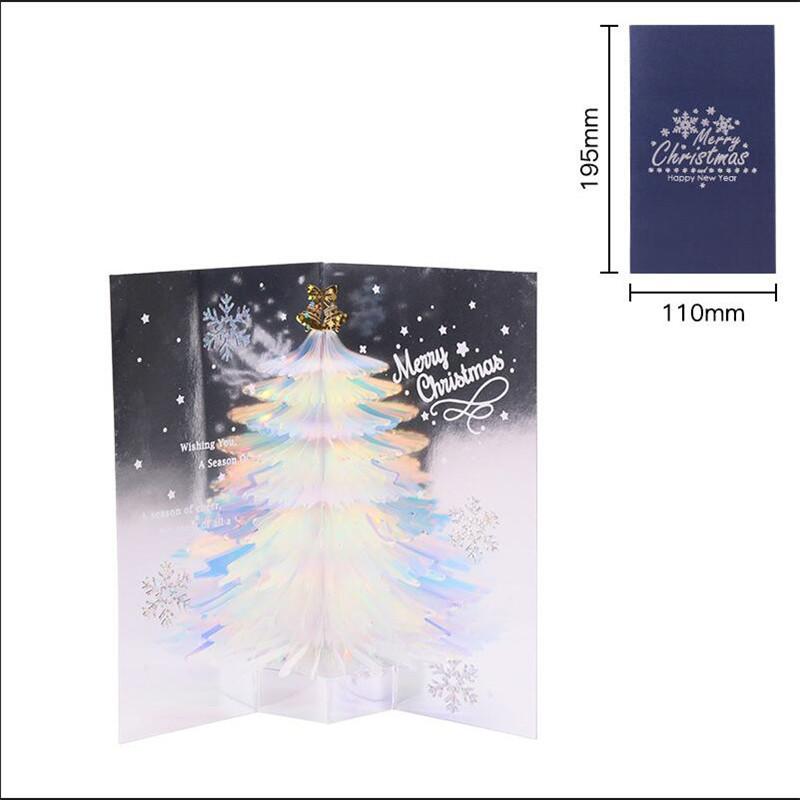 3D Christmas Tree Pop-Up Card Christmas Sparkling Fantasy Greeting Card Christmas Tree Blessing Gift Message Card