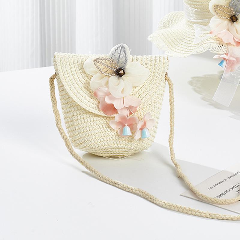 Girls' Straw Woven Coin Purse - Cute Outdoor Travel Handbag for Kids