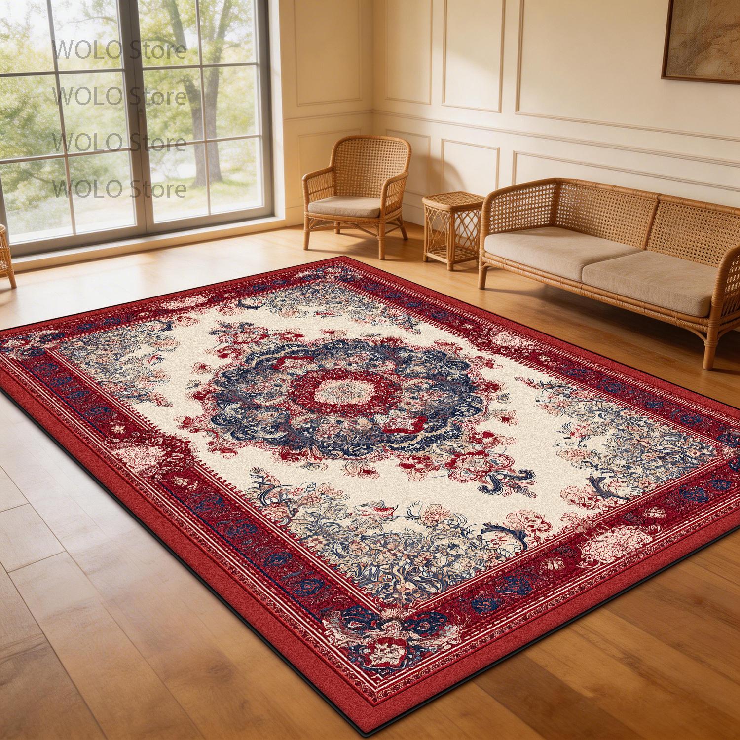 

Persian-Style Floor Mat Classical Living Room Large Size Non-Slip Carpet Floor Bedroom and Living Room Lounge Rug Easy Clean 60x90cm