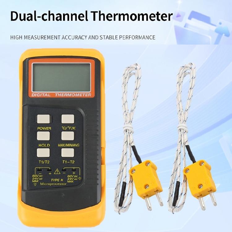 Industrial Digital Thermometers With 2 Probes For Accurate Temperatures Readings Up To 1370C