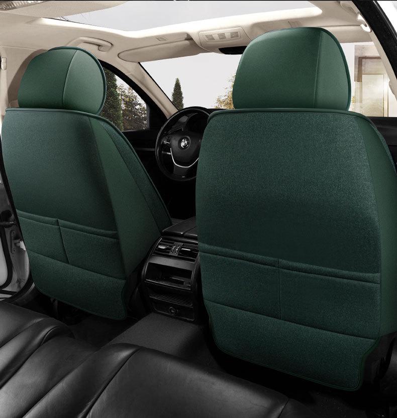 Universal Breathable Linen Seat Cover Set for Five-Seater Cars - Durable and Fully Enclosed