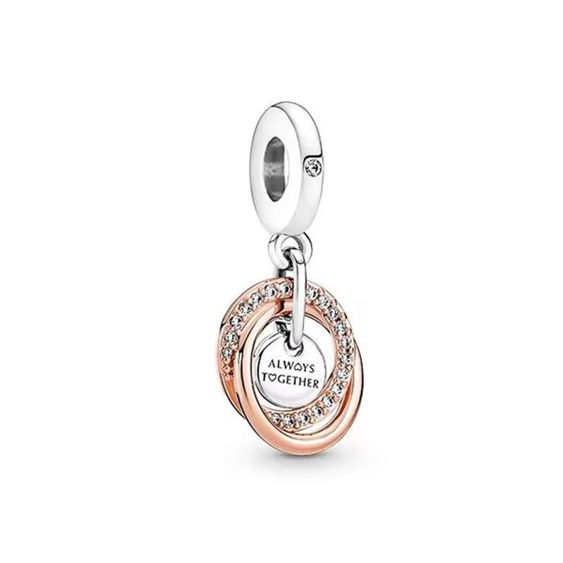 NEUER Rosegold Familienliebe Charm Anhänger Perle Blume Herz Clip Passend für Silberarmband DIY Schmuck Geschenk für Sie