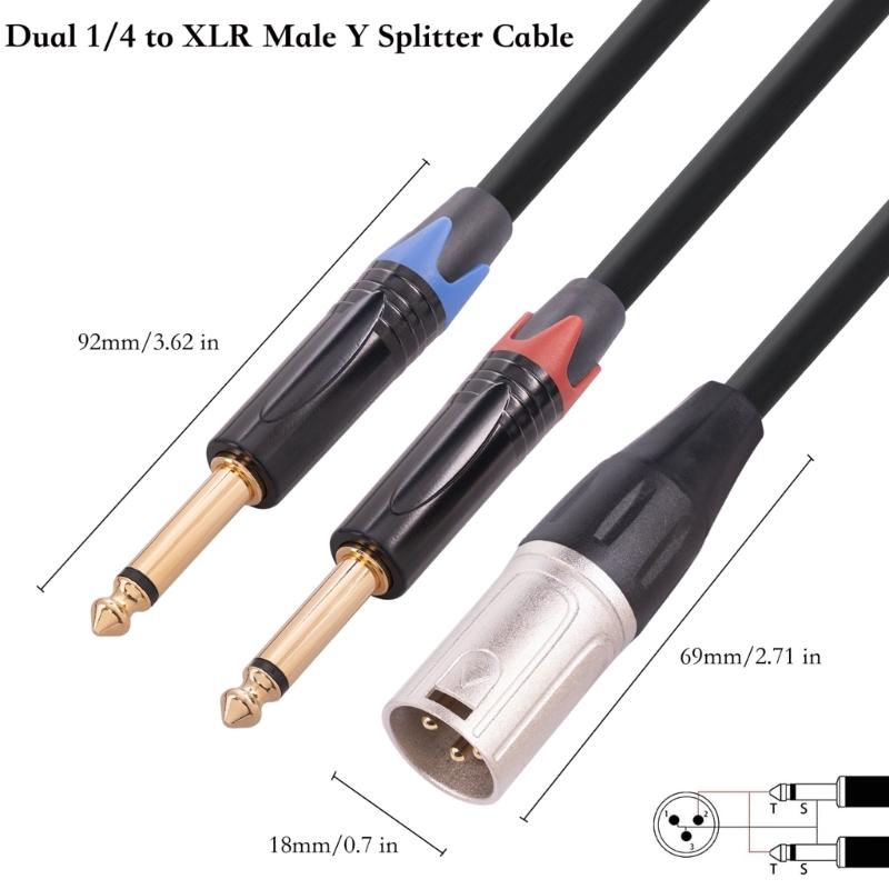 TRS 1/4 Inch To XLR Cable XLR 3-Pin Male To Dual Quarter Inch Male XLR To Jack 6.35mm TRS Signal Interconnect Cord