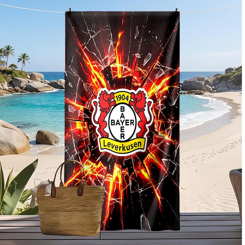 Πετσέτα Παραλίας Ποδοσφαιρική Εκτύπωση Bayer Leverkusen, Μεγάλη Μαλακή Γρήγορου Στεγνώματος Πετσέτα για Παραλία Κάμπινγκ Κολύμπι