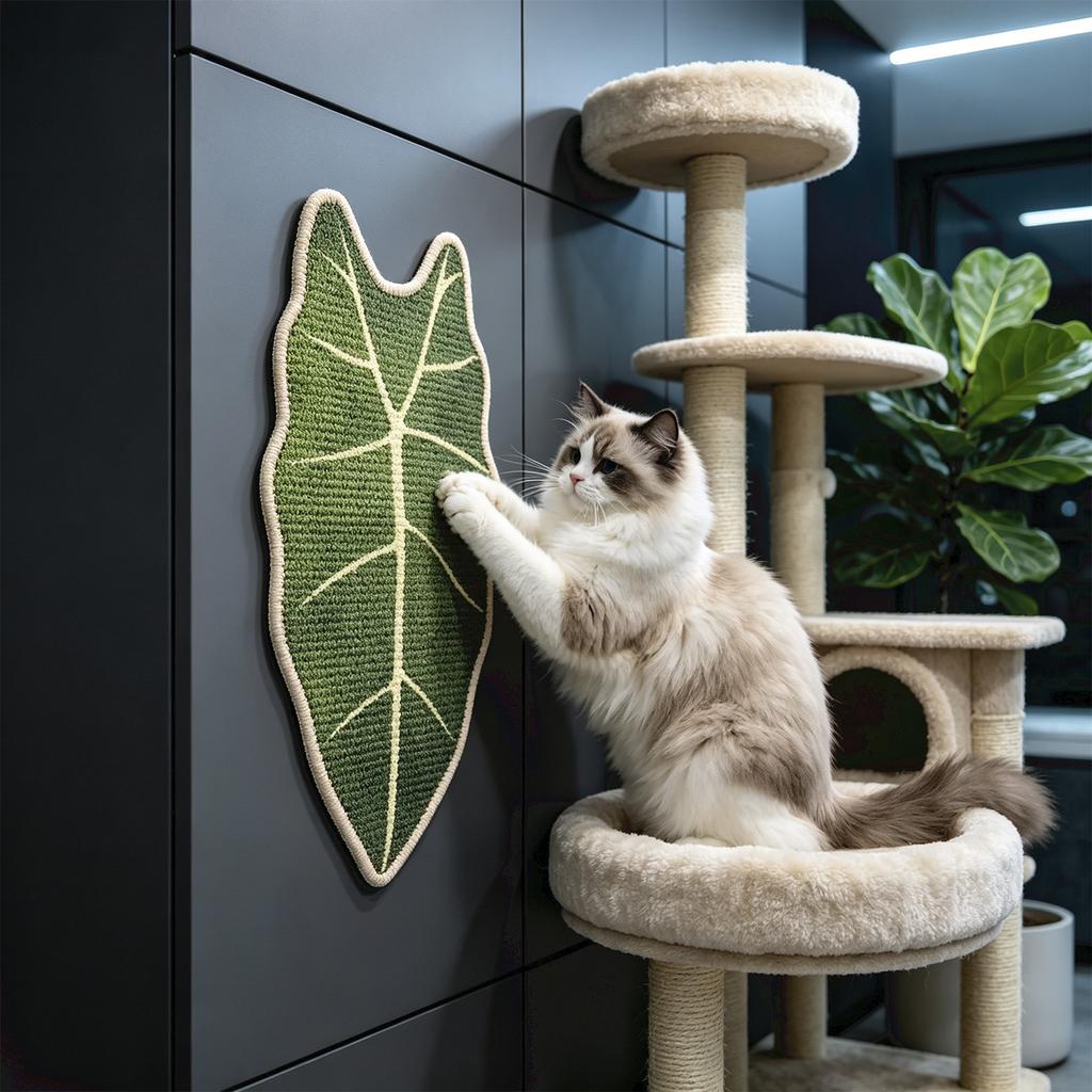 Natural Fiber Sisal Cat Scratching Pad Leaf Shape Durable Eco Friendly Material Cat Claw Protection Mat for Indoor Use