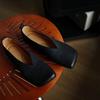 Leather Retro Niche V-mouth Oblique Square Head Flat-bottomed Ballet Shoes Women's 2025 New Spring Fashion Old Single Shoes