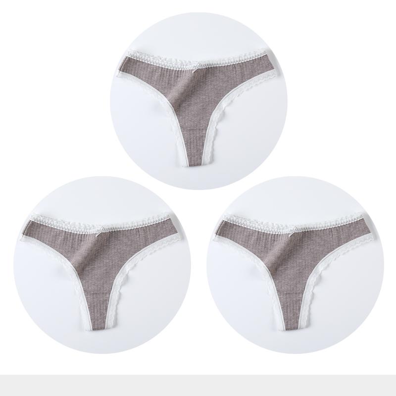 3 Pcs/Set Women Panties G-String Underwear Fashion Thong Sexy Cotton Panties Ladies G-string Soft Lingerie Solid Low Rise Panty